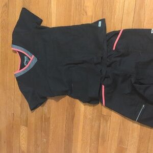 Grey's Anatomy Black Scrub SET with Pink and Gray Trim- S